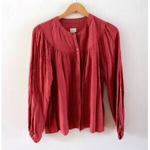 Romantic Micro Dot Peasant Blouse Small Mauve Pink Parisian Cottage Flowy